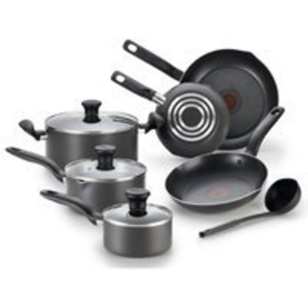 T-Fal T-fal B167SA64 Cookware Set, Aluminum, Gray, 10-Piece B208SA64